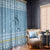 Seychelles Christmas Window Curtain with Ocean Blue Pattern, Marlin Fish Artwork, and Surfing Santa Motif - Wonder Print Shop
