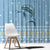 Seychelles Christmas Window Curtain with Ocean Blue Pattern, Marlin Fish Artwork, and Surfing Santa Motif - Wonder Print Shop