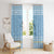 Seychelles Christmas Window Curtain with Ocean Blue Pattern, Marlin Fish Artwork, and Surfing Santa Motif - Wonder Print Shop