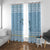 Seychelles Christmas Window Curtain with Ocean Blue Pattern, Marlin Fish Artwork, and Surfing Santa Motif - Wonder Print Shop