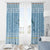 Seychelles Christmas Window Curtain with Ocean Blue Pattern, Marlin Fish Artwork, and Surfing Santa Motif - Wonder Print Shop