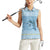 Seychelles Christmas Women Sleeveless Polo Shirt with Ocean Blue Pattern, Marlin Fish Artwork, and Surfing Santa Motif - Wonder Print Shop