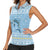 Seychelles Christmas Women Sleeveless Polo Shirt with Ocean Blue Pattern, Marlin Fish Artwork, and Surfing Santa Motif - Wonder Print Shop