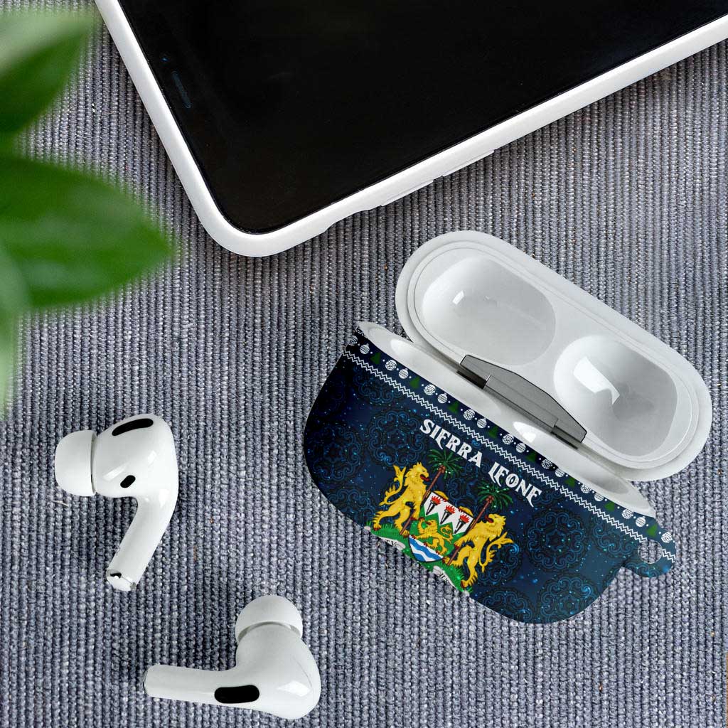 Sierra Leone Christmas AirPods Case with Ornamental Pattern, National Coat of Arms, and Festive Motif - Wonder Print Shop