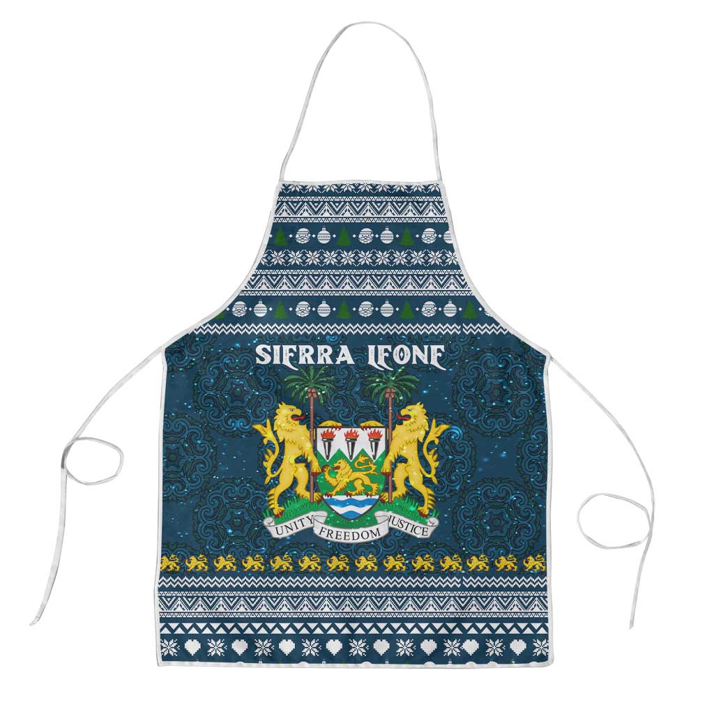 Sierra Leone Christmas Apron with Ornamental Pattern, National Coat of Arms, and Festive Motif - Wonder Print Shop