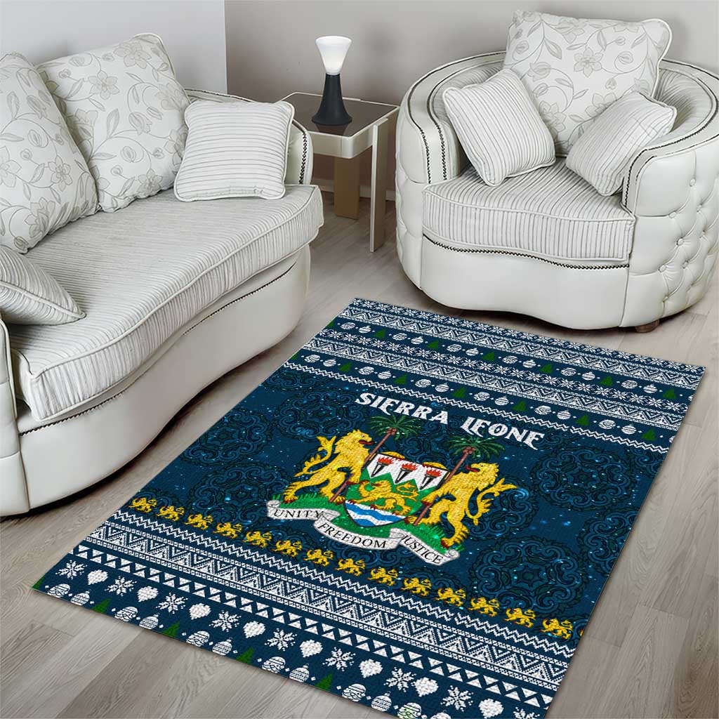 Sierra Leone Christmas Area Rug with Ornamental Pattern, National Coat of Arms, and Festive Motif - Wonder Print Shop