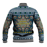 Sierra Leone Christmas Baseball Jacket with Ornamental Pattern, National Coat of Arms, and Festive Motif - Wonder Print Shop