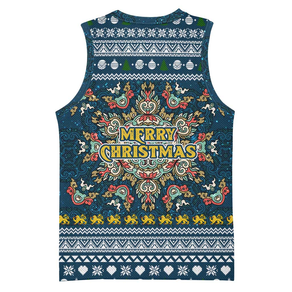 Sierra Leone Christmas Basketball Jersey with Ornamental Pattern, National Coat of Arms, and Festive Motif - Wonder Print Shop