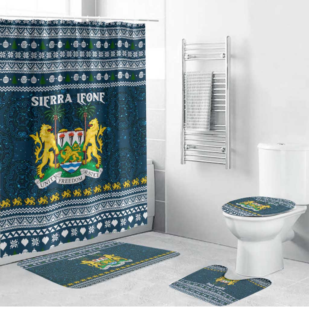 Sierra Leone Christmas Bathroom Set with Ornamental Pattern, National Coat of Arms, and Festive Motif - Wonder Print Shop