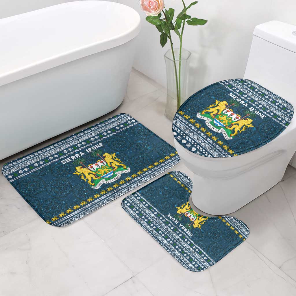 Sierra Leone Christmas Bathroom Set with Ornamental Pattern, National Coat of Arms, and Festive Motif - Wonder Print Shop