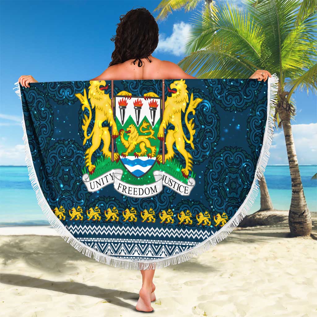 Sierra Leone Christmas Beach Blanket with Ornamental Pattern, National Coat of Arms, and Festive Motif - Wonder Print Shop