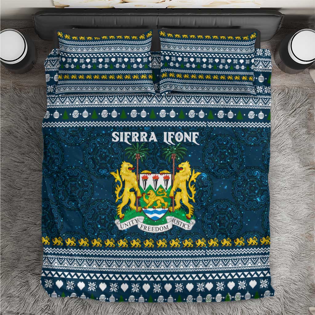 Sierra Leone Christmas Bedding Set with Ornamental Pattern, National Coat of Arms, and Festive Motif - Wonder Print Shop