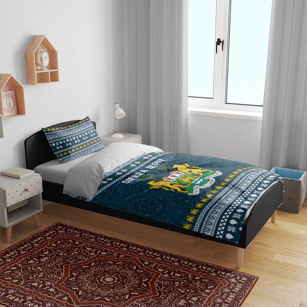 Sierra Leone Christmas Bedding Set with Ornamental Pattern, National Coat of Arms, and Festive Motif - Wonder Print Shop