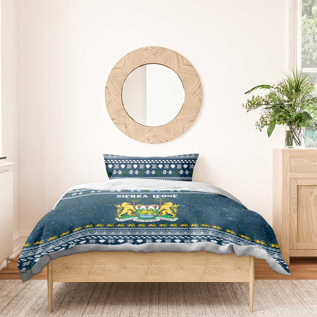 Sierra Leone Christmas Bedding Set with Ornamental Pattern, National Coat of Arms, and Festive Motif - Wonder Print Shop