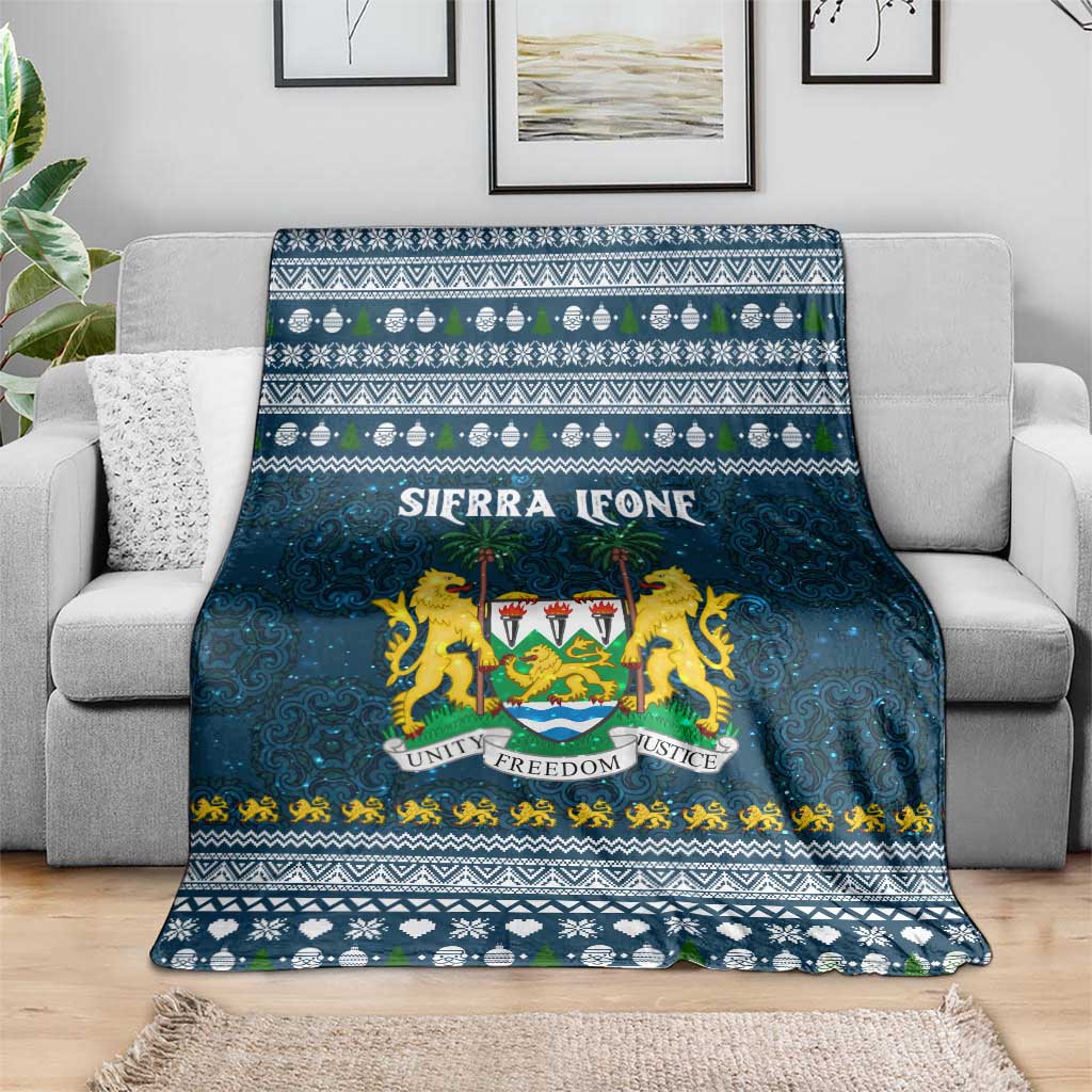 Sierra Leone Christmas Blanket with Ornamental Pattern, National Coat of Arms, and Festive Motif - Wonder Print Shop
