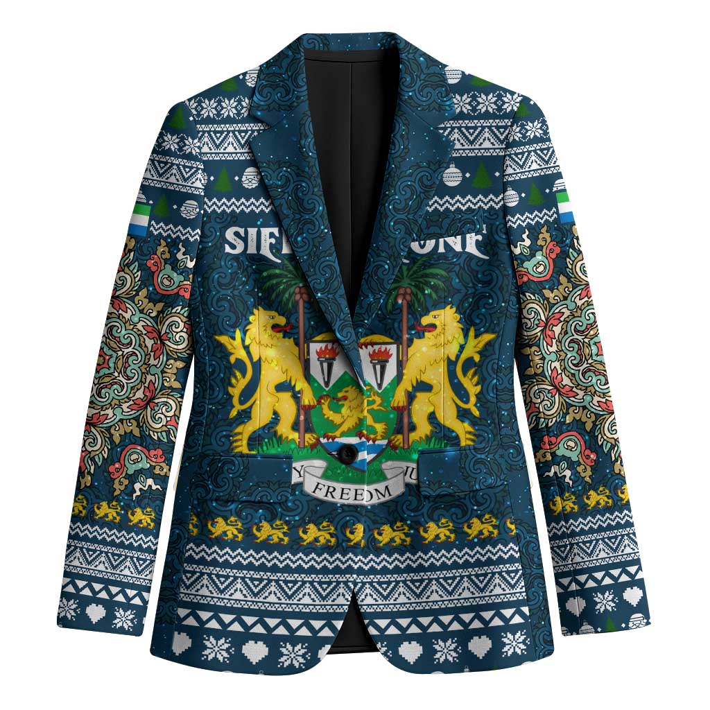 Sierra Leone Christmas Blazer with Ornamental Pattern, National Coat of Arms, and Festive Motif - Wonder Print Shop