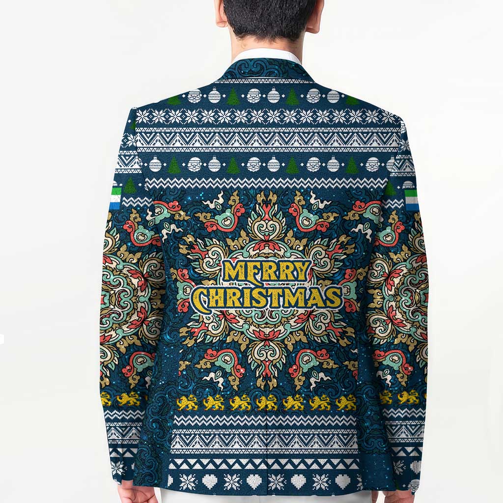 Sierra Leone Christmas Blazer with Ornamental Pattern, National Coat of Arms, and Festive Motif - Wonder Print Shop