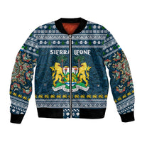 Sierra Leone Christmas Bomber Jacket with Ornamental Pattern, National Coat of Arms, and Festive Motif - Wonder Print Shop