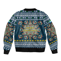 Sierra Leone Christmas Bomber Jacket with Ornamental Pattern, National Coat of Arms, and Festive Motif - Wonder Print Shop