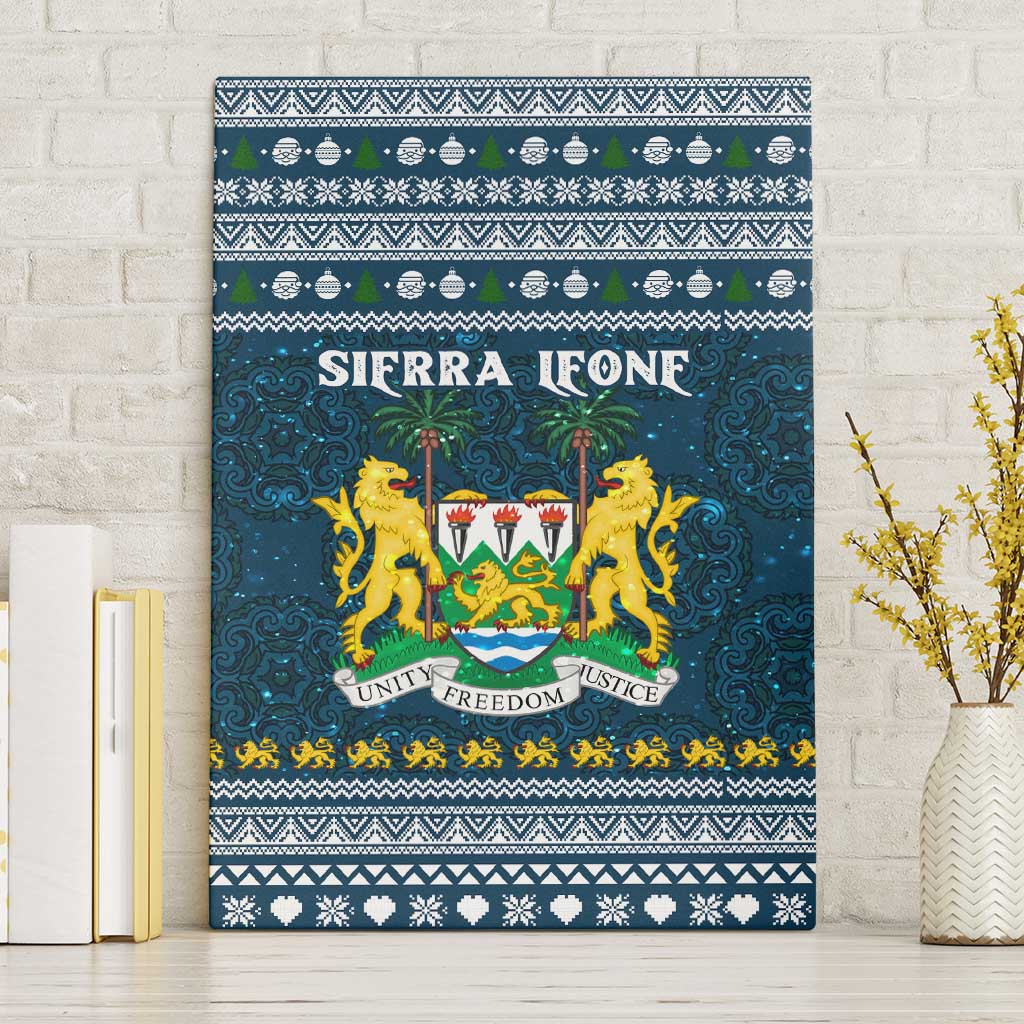 Sierra Leone Christmas Canvas Wall Art with Ornamental Pattern, National Coat of Arms, and Festive Motif - Wonder Print Shop