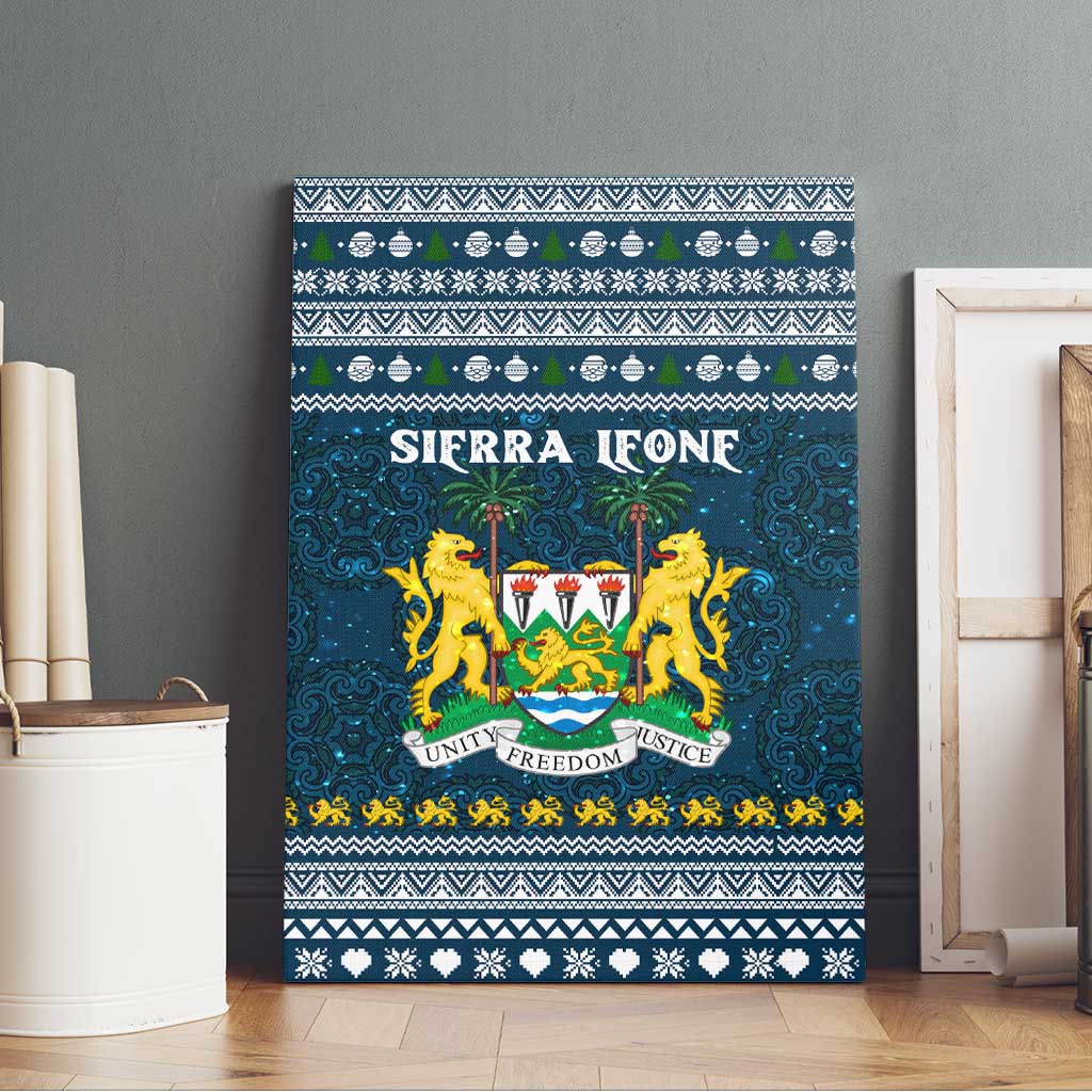 Sierra Leone Christmas Canvas Wall Art with Ornamental Pattern, National Coat of Arms, and Festive Motif - Wonder Print Shop