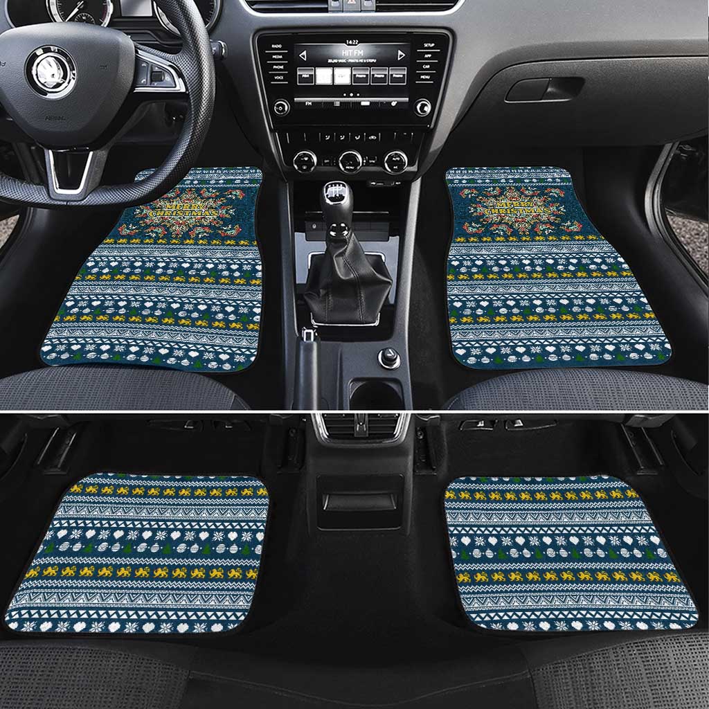 Sierra Leone Christmas Car Mats with Ornamental Pattern, National Coat of Arms, and Festive Motif - Wonder Print Shop