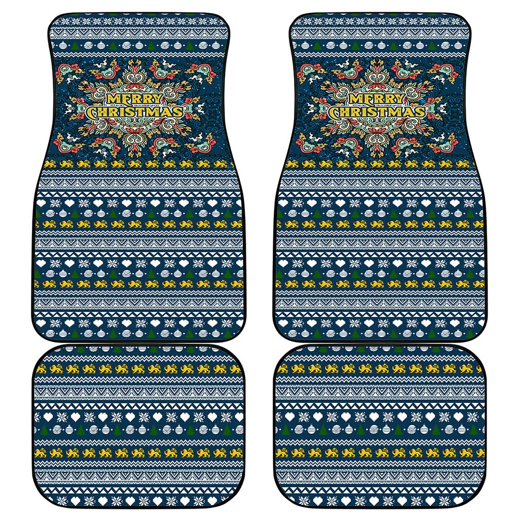 Sierra Leone Christmas Car Mats with Ornamental Pattern, National Coat of Arms, and Festive Motif - Wonder Print Shop