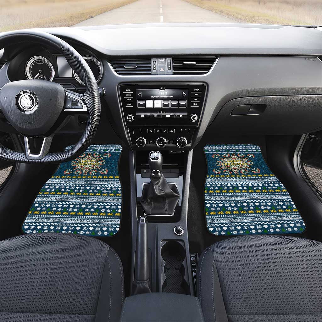 Sierra Leone Christmas Car Mats with Ornamental Pattern, National Coat of Arms, and Festive Motif - Wonder Print Shop