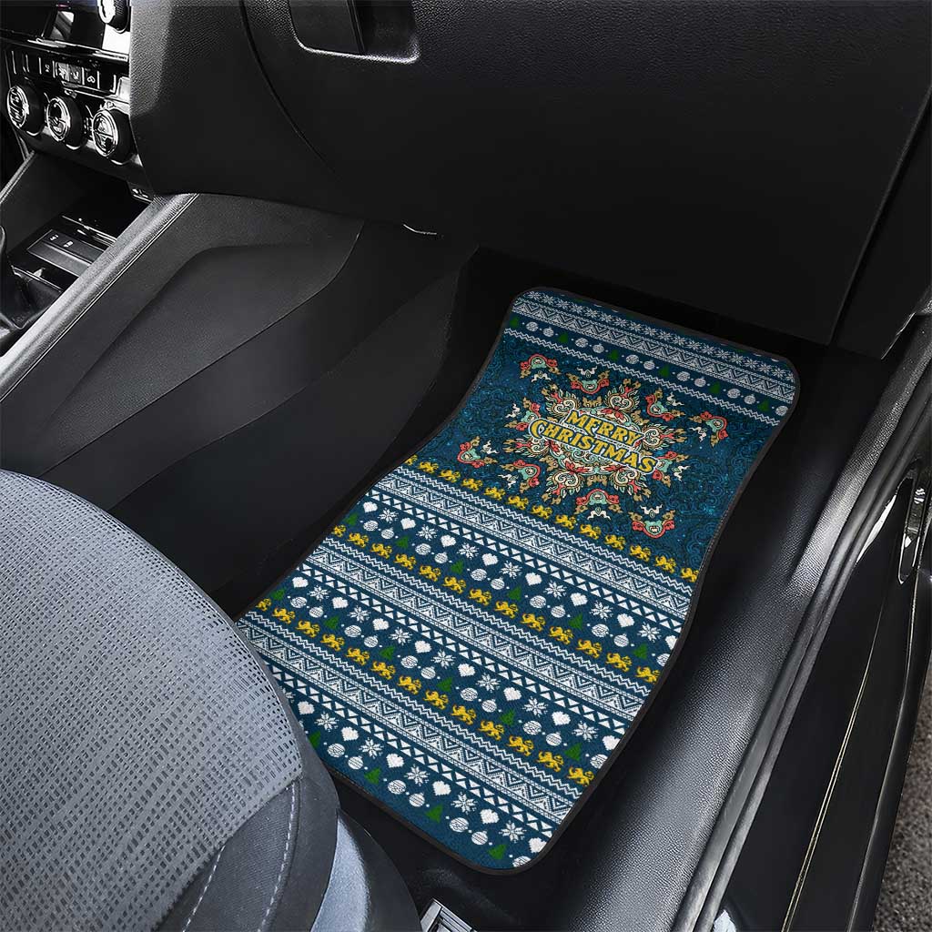 Sierra Leone Christmas Car Mats with Ornamental Pattern, National Coat of Arms, and Festive Motif - Wonder Print Shop