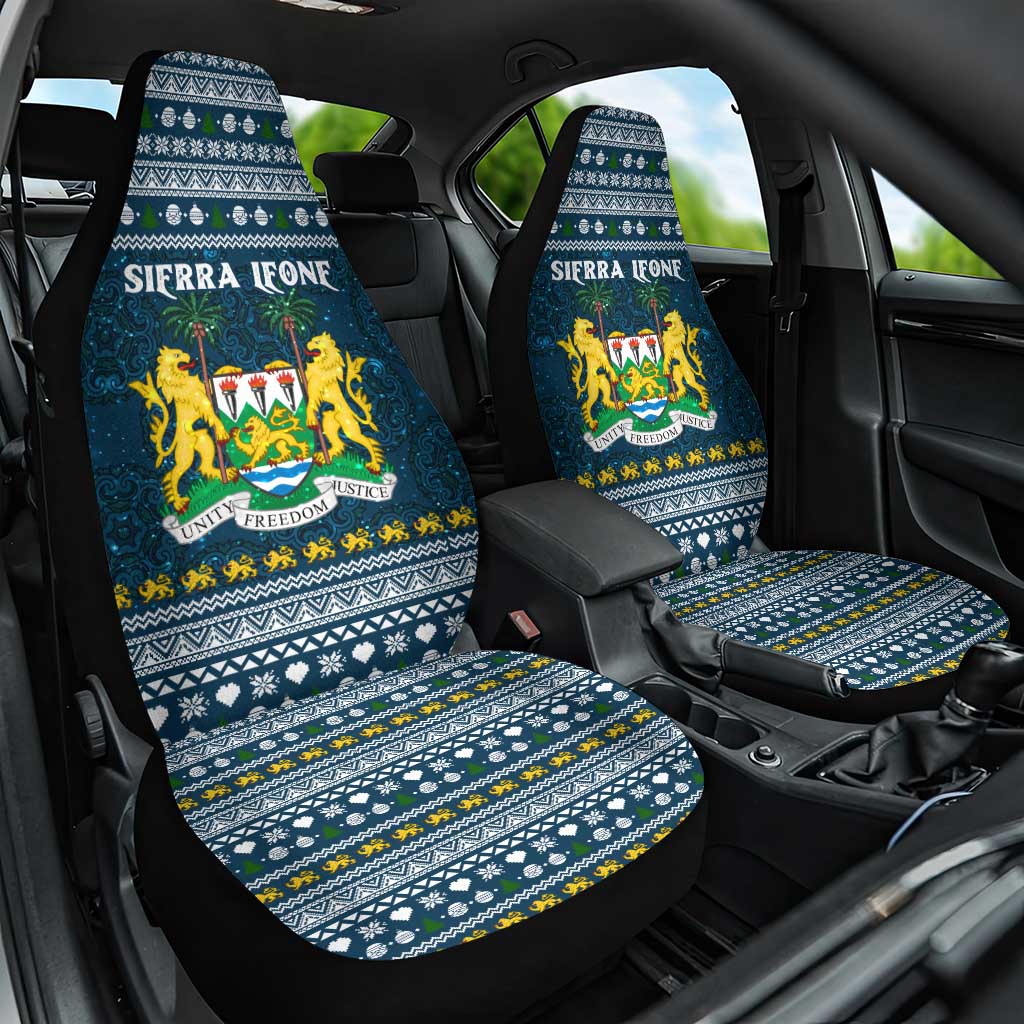Sierra Leone Christmas Car Seat Cover with Ornamental Pattern, National Coat of Arms, and Festive Motif - Wonder Print Shop