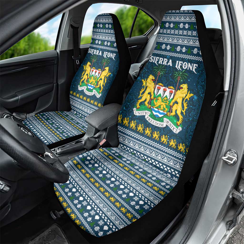 Sierra Leone Christmas Car Seat Cover with Ornamental Pattern, National Coat of Arms, and Festive Motif - Wonder Print Shop