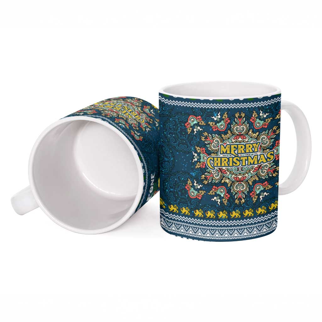Sierra Leone Christmas Ceramic Mug with Ornamental Pattern, National Coat of Arms, and Festive Motif - Wonder Print Shop