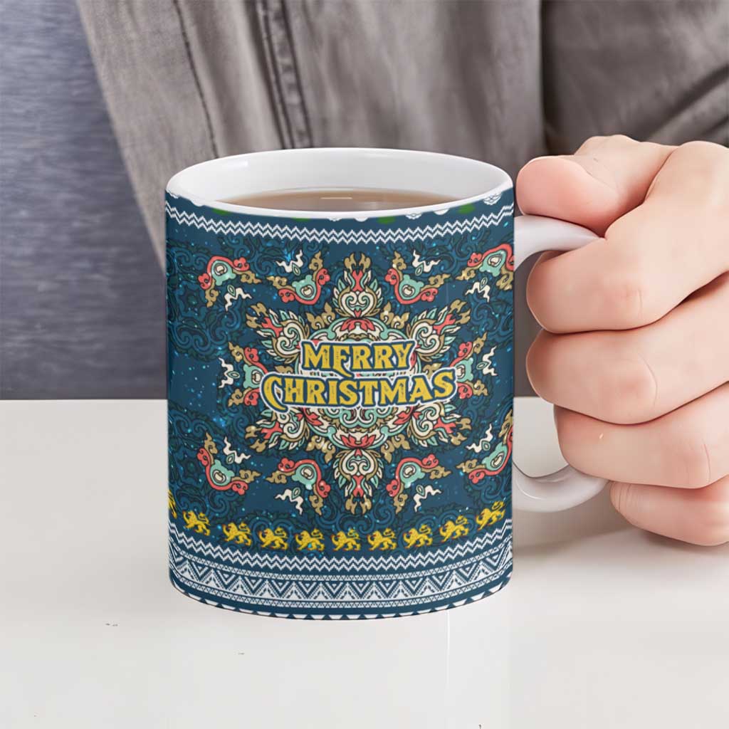 Sierra Leone Christmas Ceramic Mug with Ornamental Pattern, National Coat of Arms, and Festive Motif - Wonder Print Shop