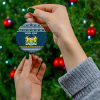 Sierra Leone Christmas Ceramic Ornament with Ornamental Pattern, National Coat of Arms, and Festive Motif - Wonder Print Shop