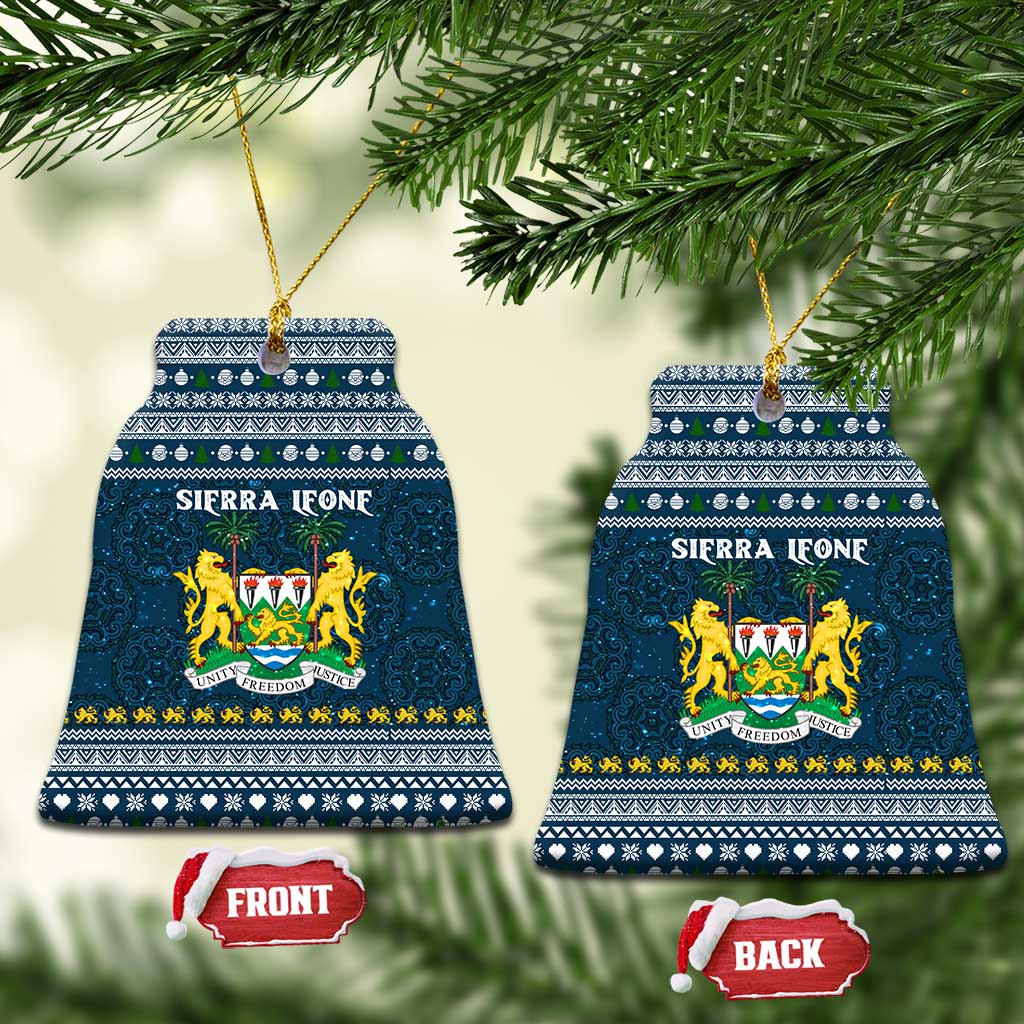 Sierra Leone Christmas Ceramic Ornament with Ornamental Pattern, National Coat of Arms, and Festive Motif - Wonder Print Shop