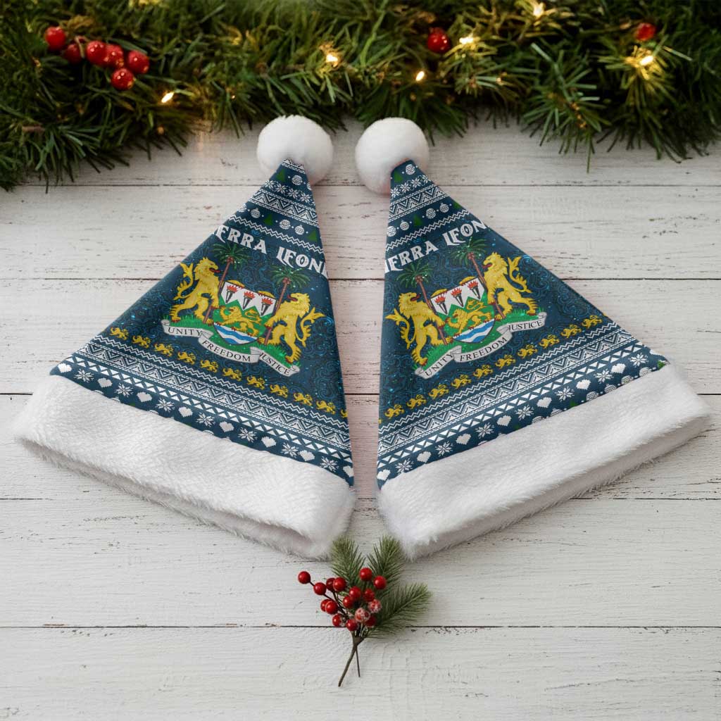 Sierra Leone Christmas Santa Hat with Ornamental Pattern, National Coat of Arms, and Festive Motif - Wonder Print Shop