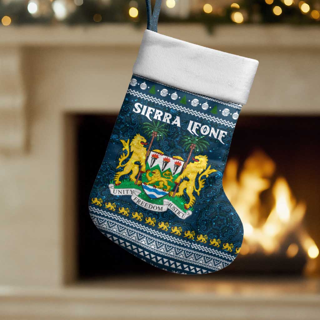 Sierra Leone Christmas Stocking with Ornamental Pattern, National Coat of Arms, and Festive Motif - Wonder Print Shop