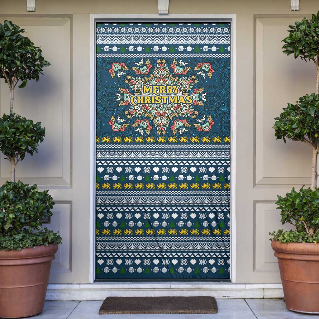 Sierra Leone Christmas Door Cover with Ornamental Pattern, National Coat of Arms, and Festive Motif - Wonder Print Shop