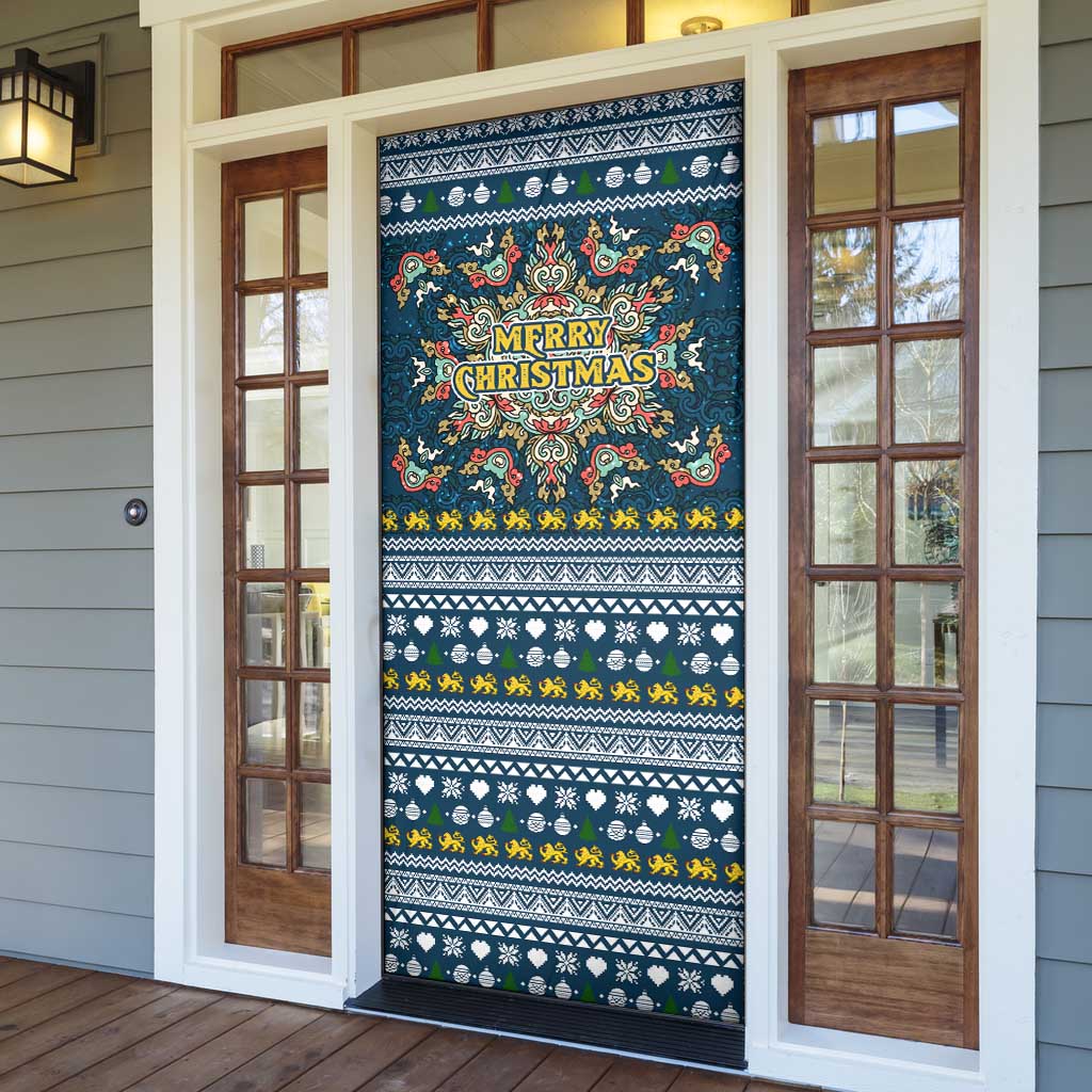 Sierra Leone Christmas Door Cover with Ornamental Pattern, National Coat of Arms, and Festive Motif - Wonder Print Shop