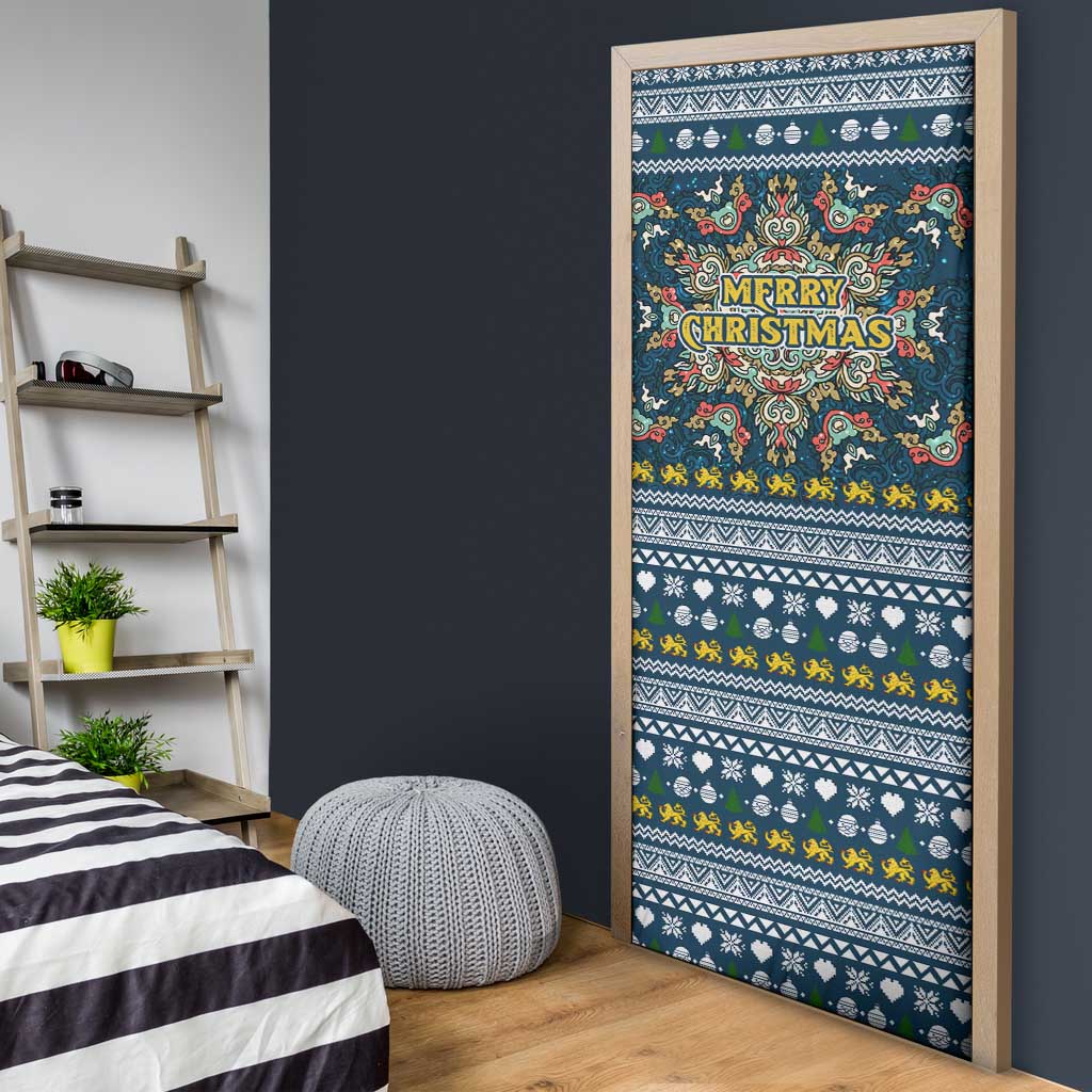 Sierra Leone Christmas Door Cover with Ornamental Pattern, National Coat of Arms, and Festive Motif - Wonder Print Shop