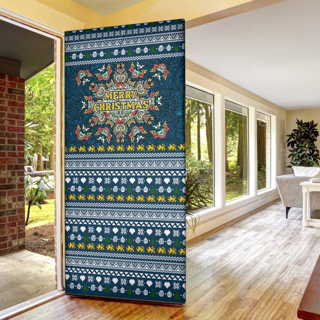 Sierra Leone Christmas Door Cover with Ornamental Pattern, National Coat of Arms, and Festive Motif - Wonder Print Shop
