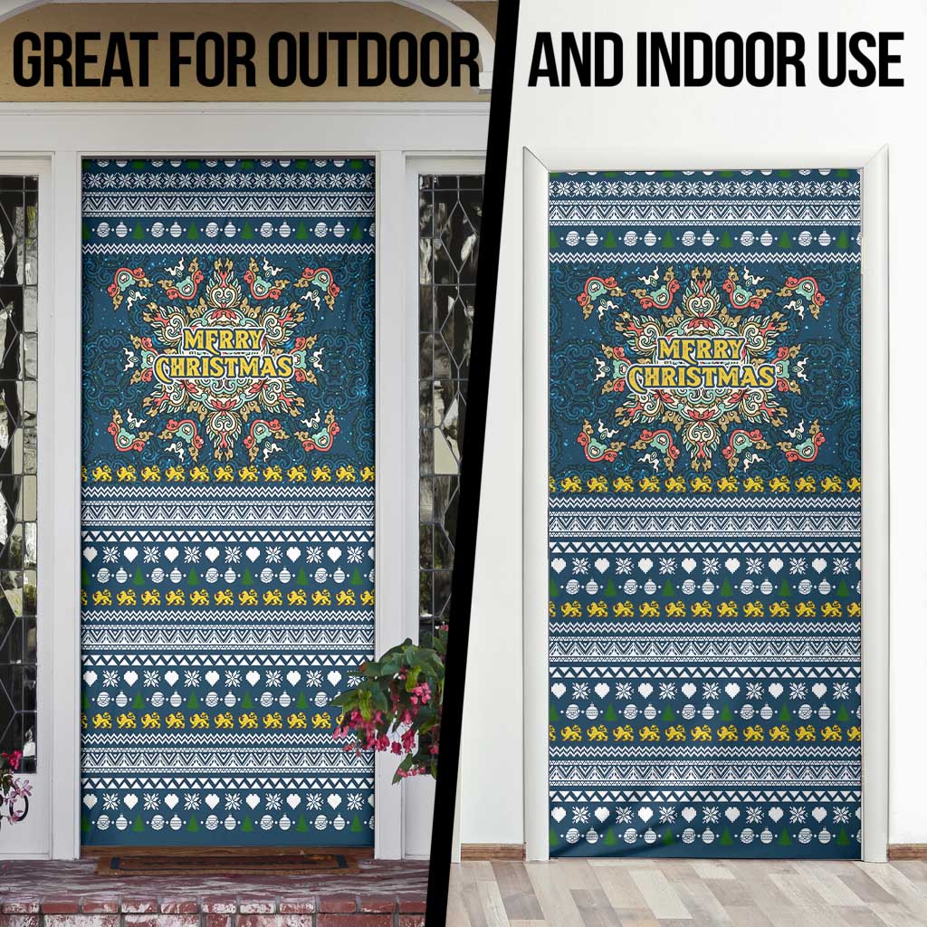 Sierra Leone Christmas Door Cover with Ornamental Pattern, National Coat of Arms, and Festive Motif - Wonder Print Shop