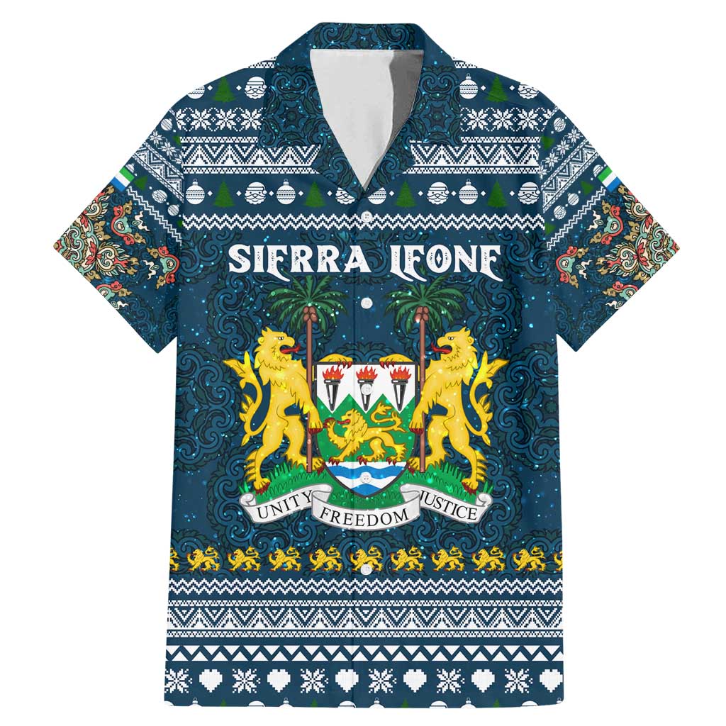 Sierra Leone Christmas Family Matching Mermaid Dress and Hawaiian Shirt with Ornamental Pattern, National Coat of Arms, and Festive Motif - Wonder Print Shop