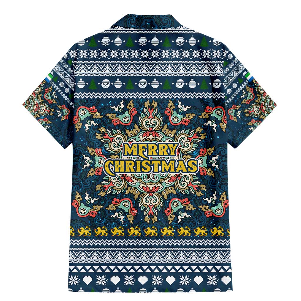 Sierra Leone Christmas Family Matching Mermaid Dress and Hawaiian Shirt with Ornamental Pattern, National Coat of Arms, and Festive Motif - Wonder Print Shop