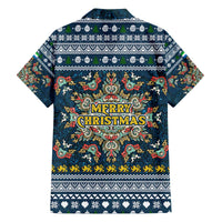 Sierra Leone Christmas Family Matching Off The Shoulder Long Sleeve Dress and Hawaiian Shirt with Ornamental Pattern, National Coat of Arms, and Festive Motif - Wonder Print Shop