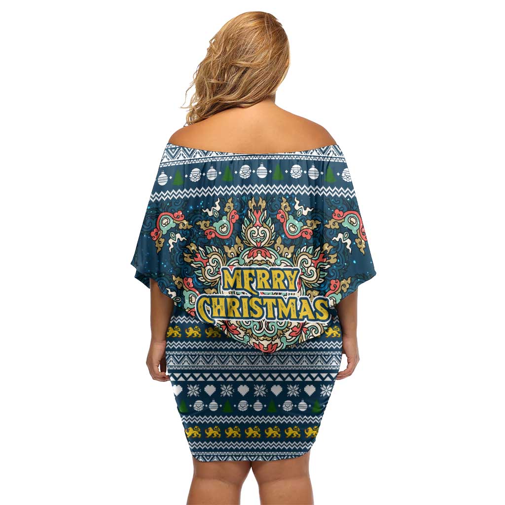Sierra Leone Christmas Family Matching Off Shoulder Short Dress and Hawaiian Shirt with Ornamental Pattern, National Coat of Arms, and Festive Motif - Wonder Print Shop