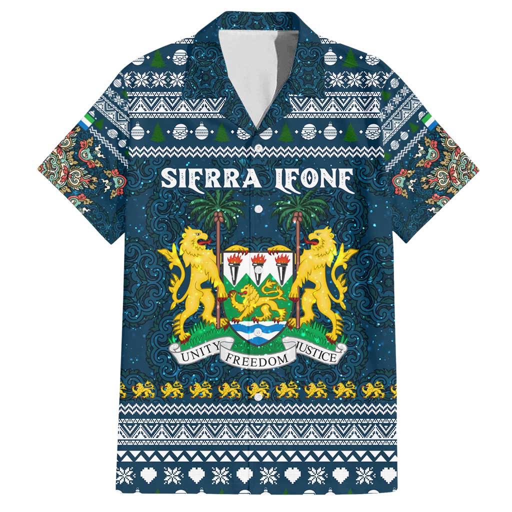 Sierra Leone Christmas Family Matching Puletasi and Hawaiian Shirt with Ornamental Pattern, National Coat of Arms, and Festive Motif - Wonder Print Shop