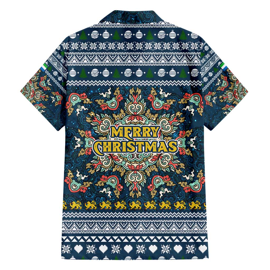 Sierra Leone Christmas Family Matching Puletasi and Hawaiian Shirt with Ornamental Pattern, National Coat of Arms, and Festive Motif - Wonder Print Shop