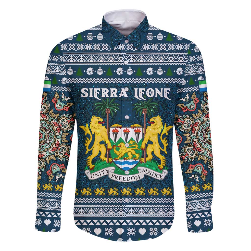 Sierra Leone Christmas Family Matching Puletasi and Hawaiian Shirt with Ornamental Pattern, National Coat of Arms, and Festive Motif - Wonder Print Shop