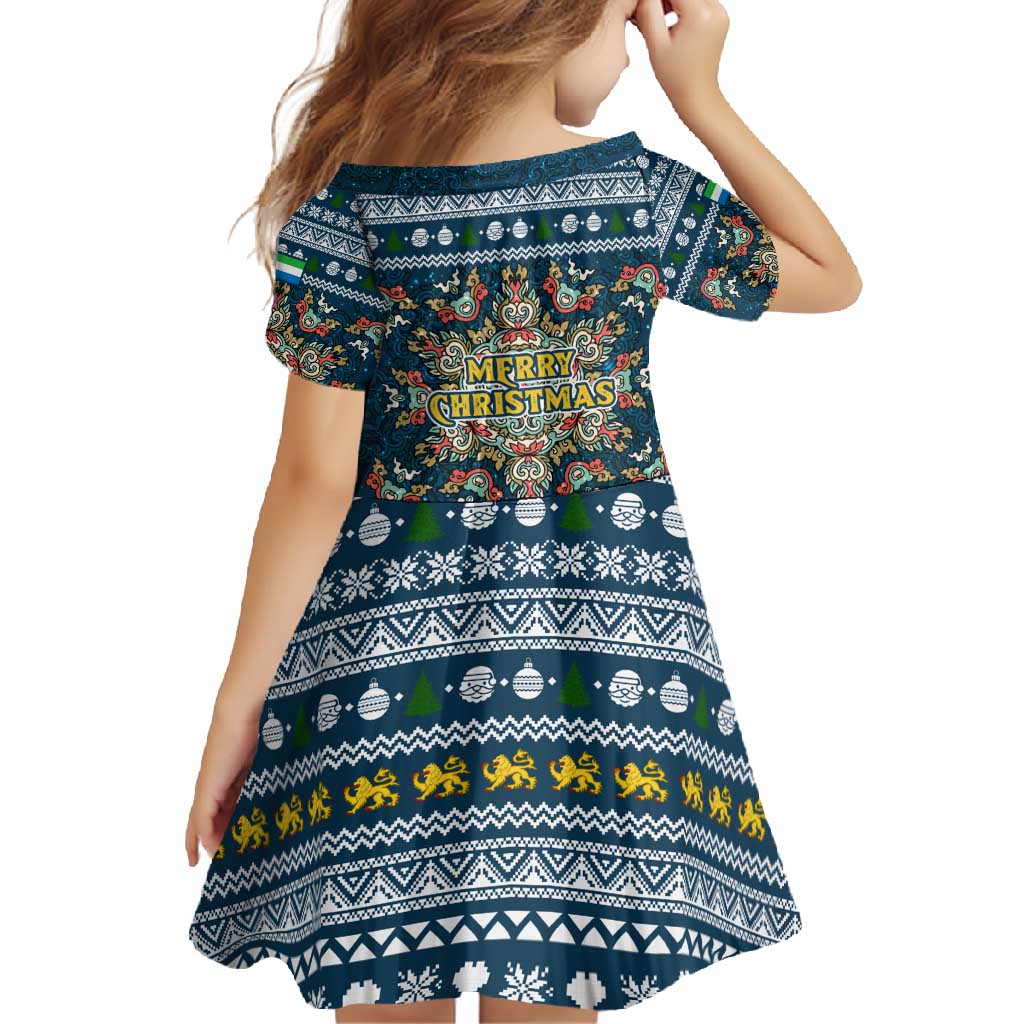 Sierra Leone Christmas Family Matching Short Sleeve Bodycon Dress and Hawaiian Shirt with Ornamental Pattern, National Coat of Arms, and Festive Motif - Wonder Print Shop